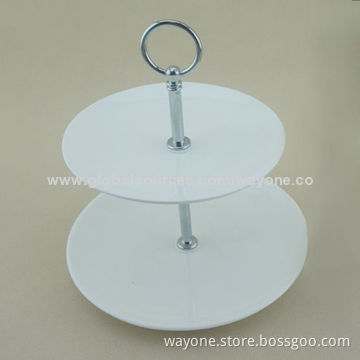 Porcelain 2-tier Mini Cake Stand, 6-inch Bottom,5-inch Up Plate in Plain White,Good for Premium Gift